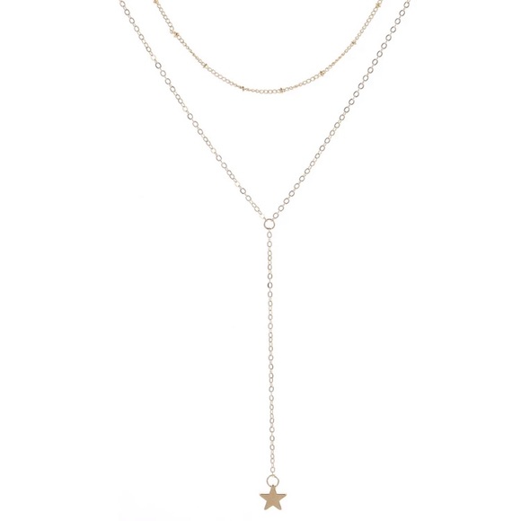 ⚜️[𝟯/$𝟭𝟴]⚜️2 Layered Gold Star Drop Choker NEW - Picture 6 of 11